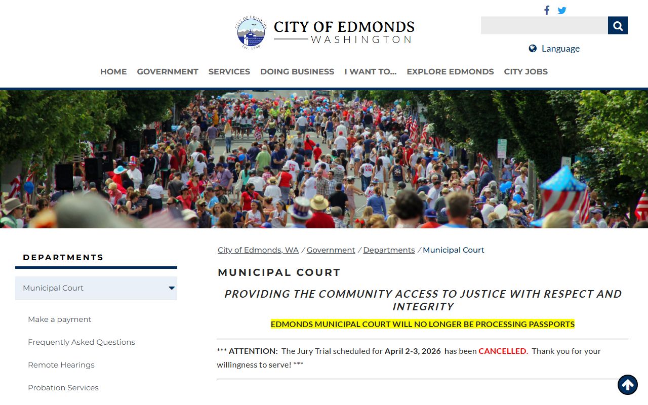 Edmonds Municipal Court criminal history records