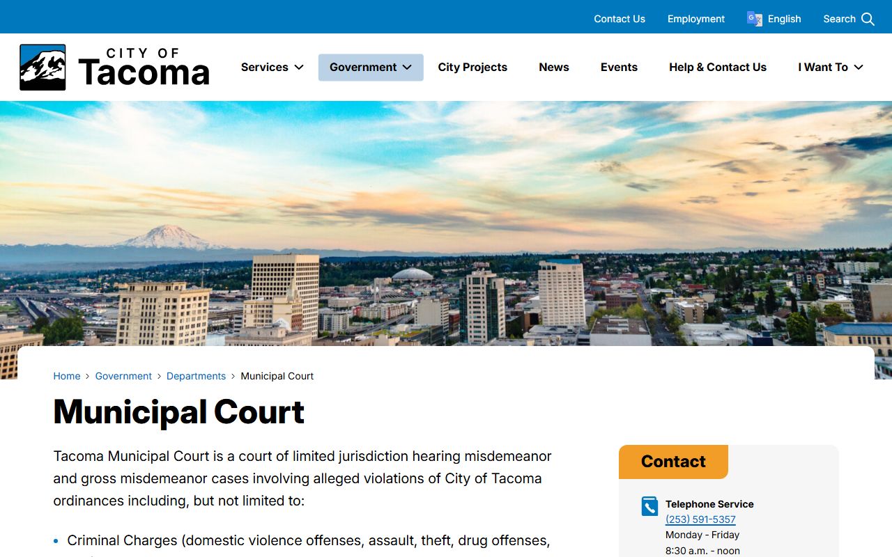 Tacoma criminal history records Municipal Court