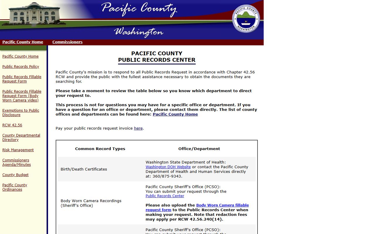 Pacific County public records portal