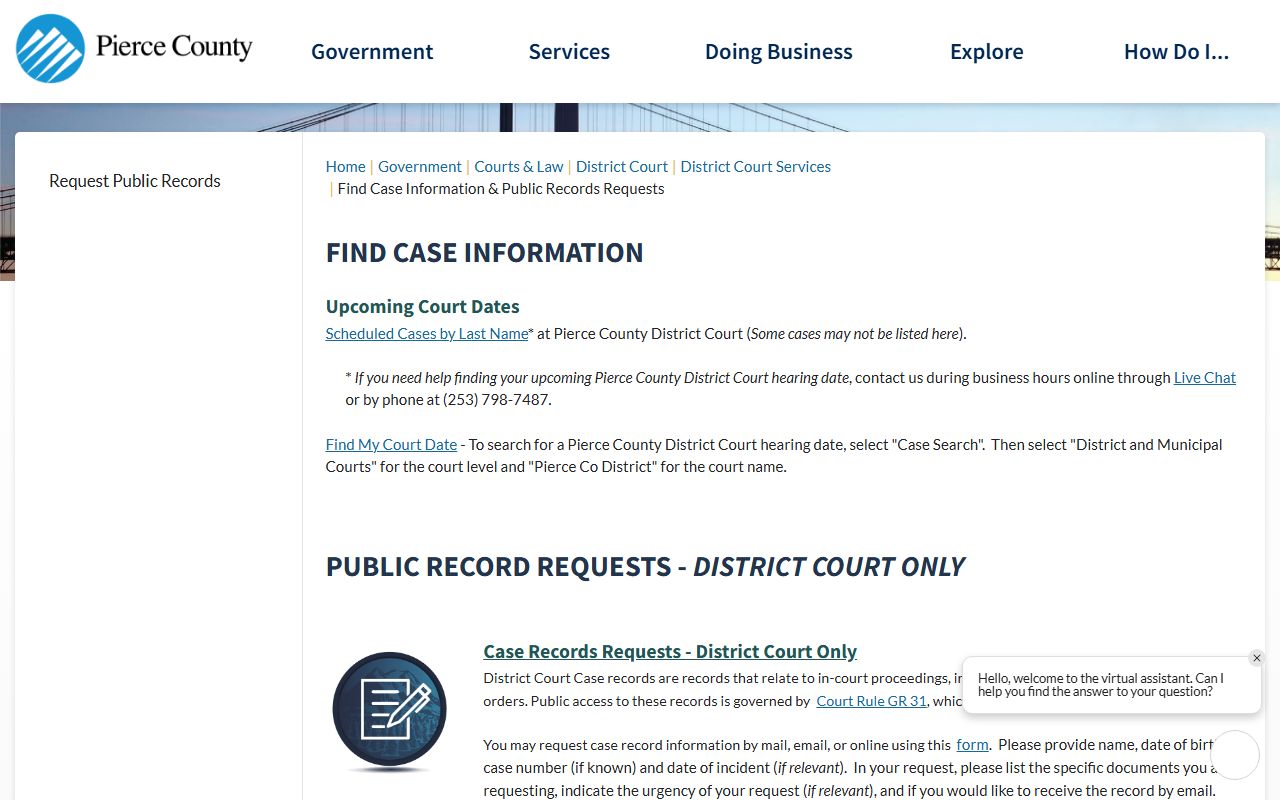 Pierce County District Court criminal records