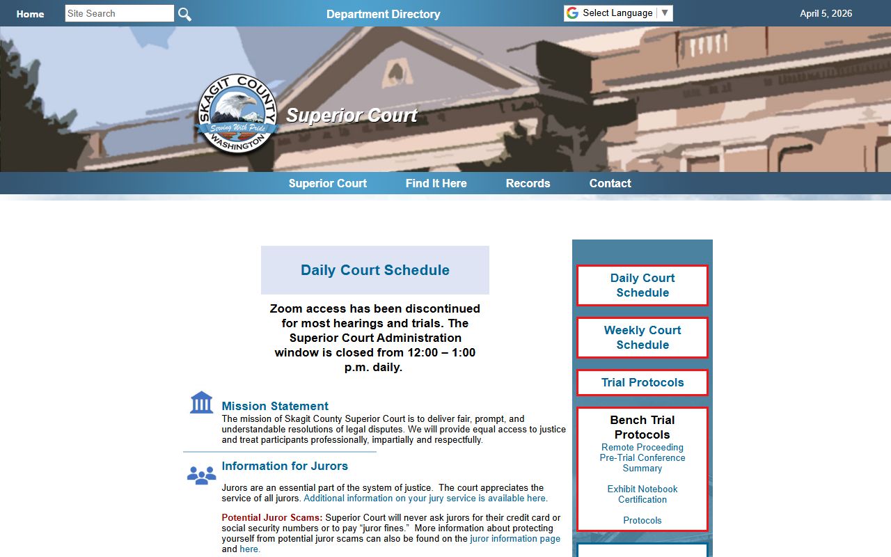 Mount Vernon criminal history records Skagit County Superior Court