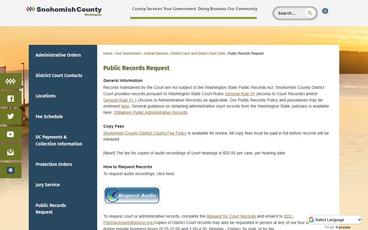 Snohomish County District Court criminal history records
