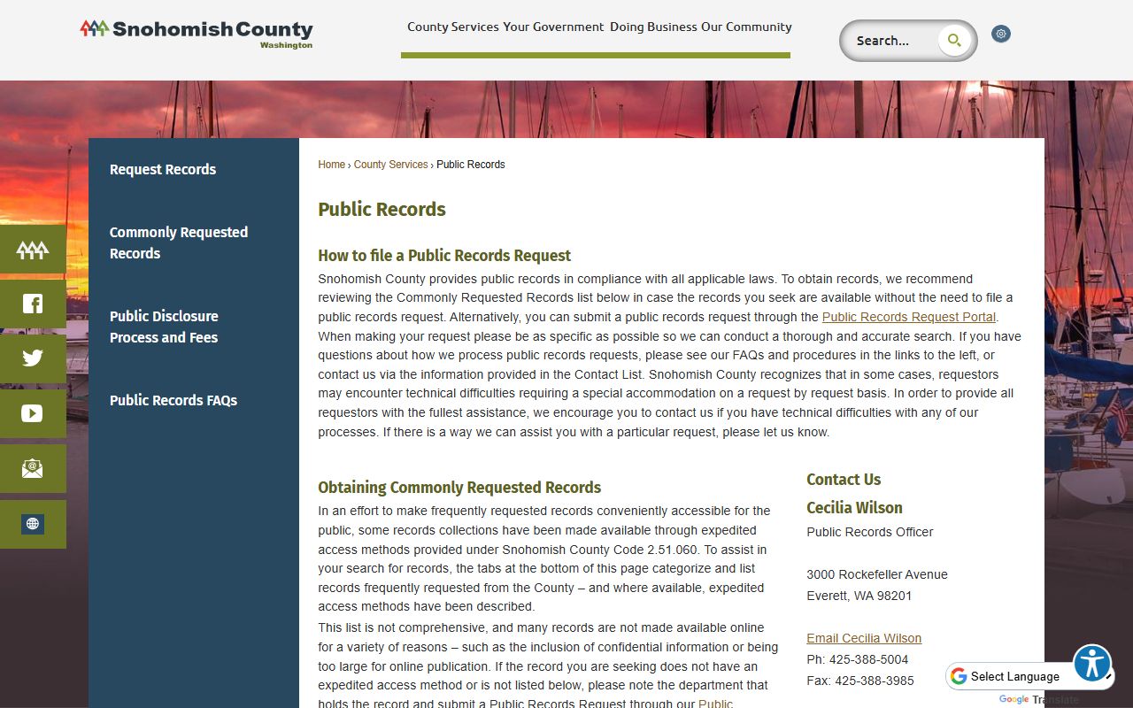 Snohomish County public records criminal history