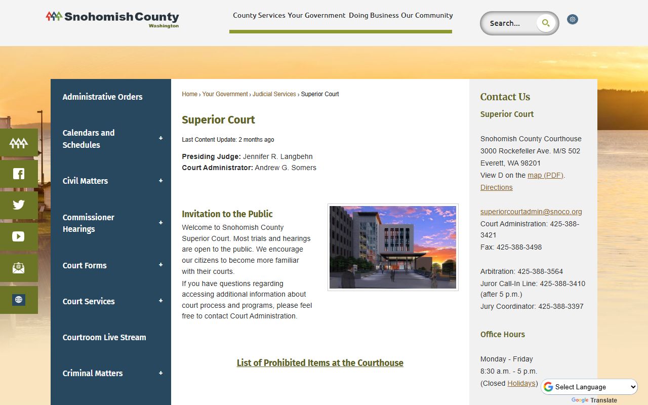 Snohomish County criminal history records Superior Court