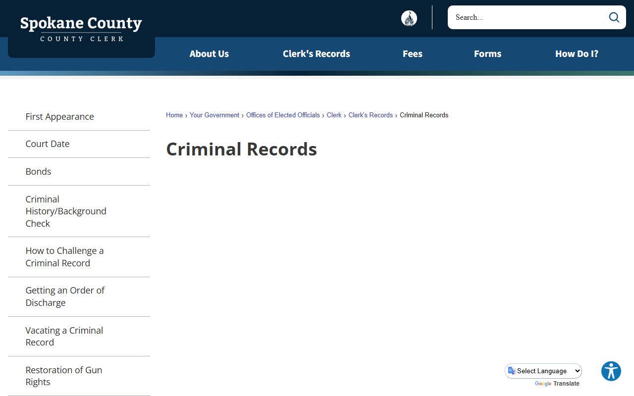 Spokane County criminal history records