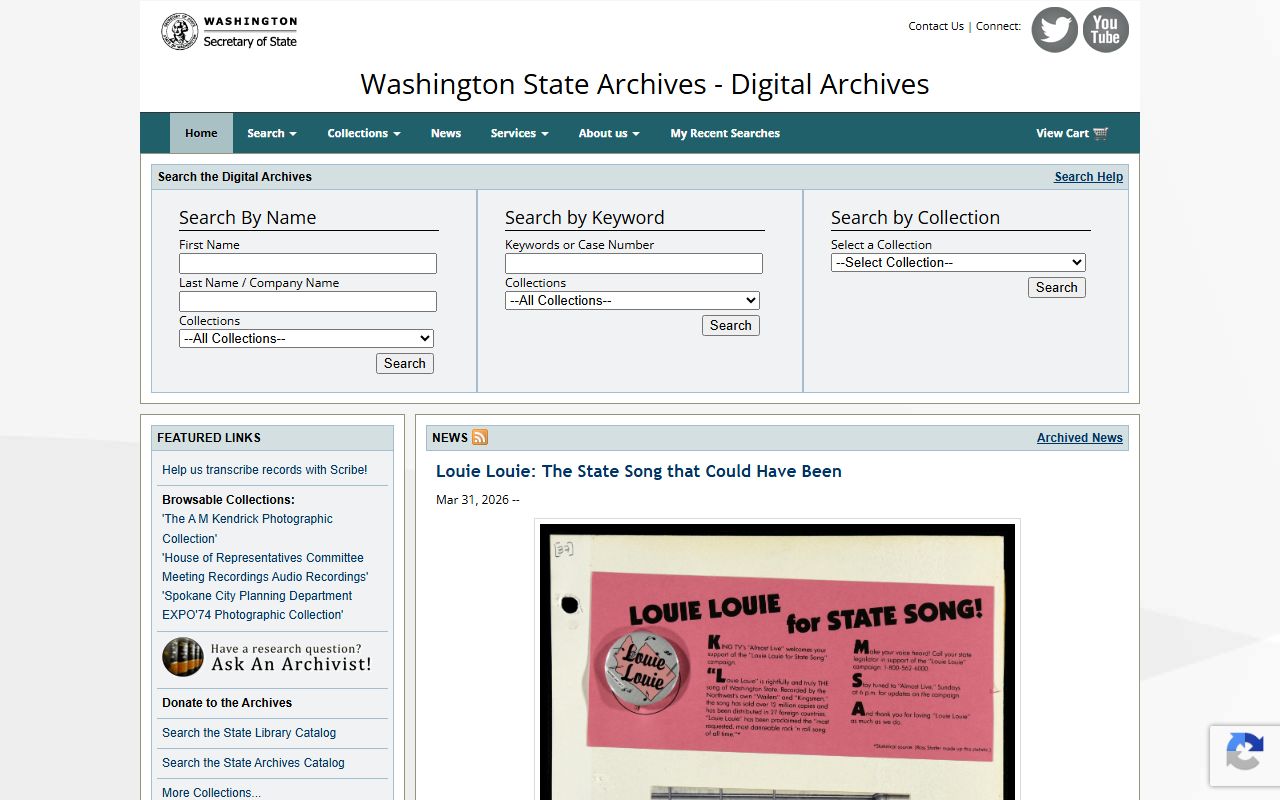 Washington State Digital Archives historical records